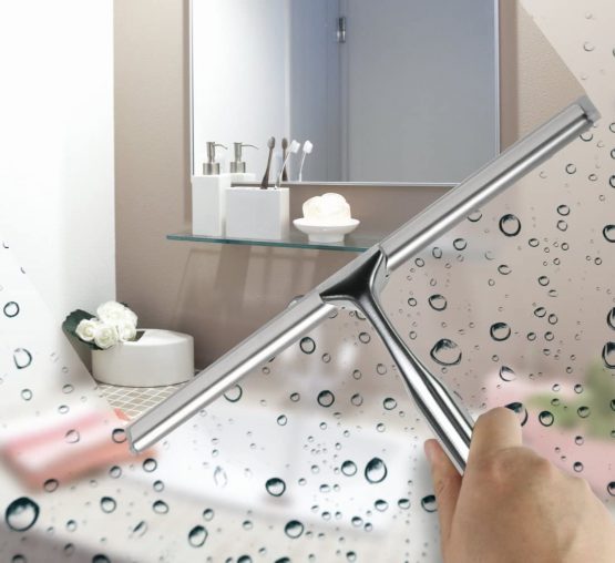 Ulinek Shower Window Squeegee, Stainless Steel Squeegee Shower Wiper Scraper Cleaner with Strong Suction Storage Hook for Bathroom Floor Kitchen Wet Room Mirror Car Window Glass Cleaning - Image 2