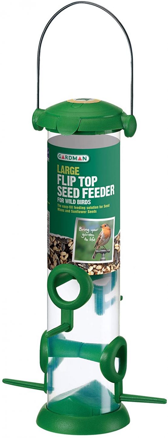 Gardman A01235 Flip Top Seed Feeder Bird, Green, 10 x 10 x 15 cm