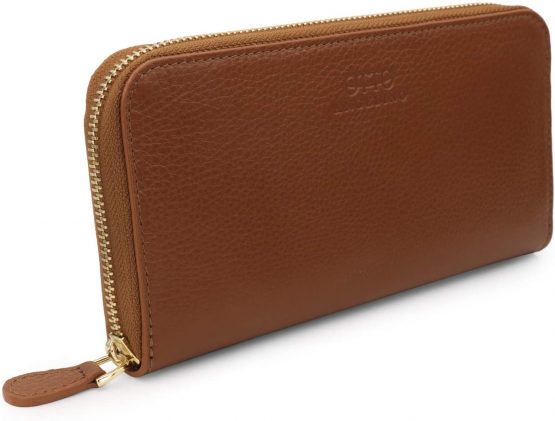 Otto Angelino Genuine Leather Zippered Clutch Purse with Phone Compatible Slots Wallet - Image 3