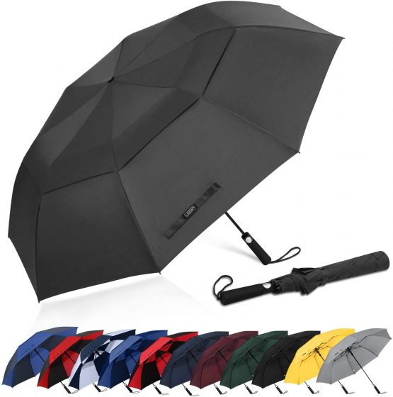 G4Free 62 Inch Portable Golf Umbrella Extra Large Oversize Folding Umbrella Automatic Open Double Vented Canopy Windproof Waterproof Rain Umbrellas