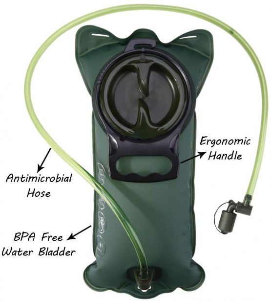 Water Hydration Bladder for Backpack Outdoor Sports Running Cycling Hiking Climbing Green BPA Free FDA Approved Water Bag Pack (3L) - Image 2