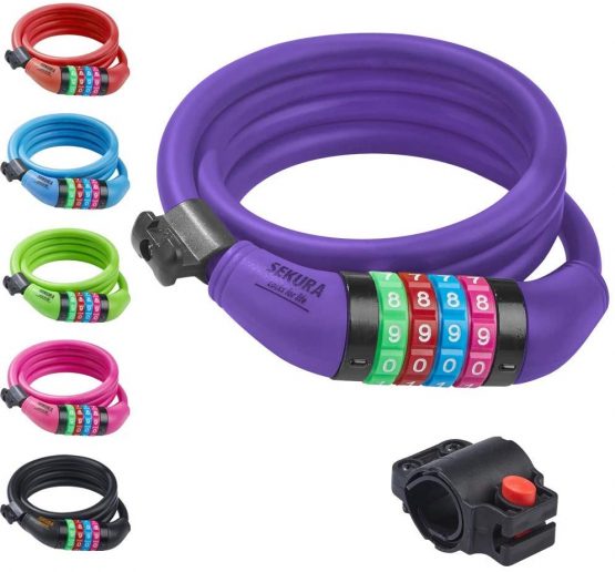 Büchel Sekura 60503209 Unisex Children's Combination Lock 120 cm with Coloured Cover 4 Digits Programmable Combination Lock Purple One Size