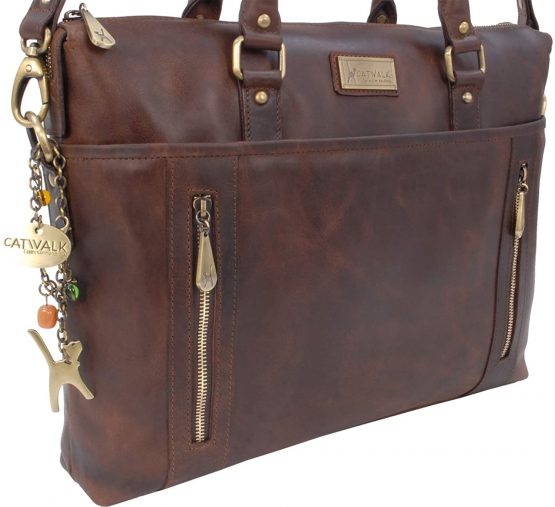 Catwalk Collection Handbags - Ladies Leather Briefcase Cross Body Bag - Women's Organiser Work Bag - Tablet/Laptop Bag - ADELE - Image 4
