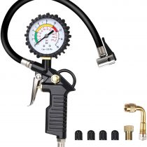 URAQT Tyre Pressure Gauge, 220 PSI Tyre Inflator with Pressure Gauge Air Compressor, Valve Air Chuck and 90 Degree Valve Extender for Heavy Duty Car Motorcycle Bicycle