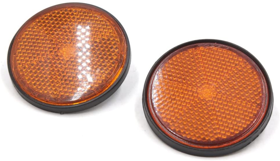 sourcing map 2Pcs 2.2 Inch Dia Motorcycle Scooter ATV Reflectors Orange Black, Orange, Black, 12 x 10 x 3.5 cm