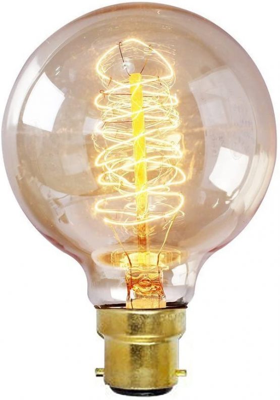 ONEPRE Vintage Edison Light Bulb G80 BC B22 Bayonet 60W Dimmable Retro Filament Light Bulb Spiral Globe Style Warm White