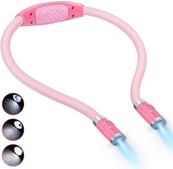LED Book Lights for Reading in Bed, Hands Free Eyes Care Book Light, Rechargeble USB Book Reading Light with 4 Adjustable Brightness