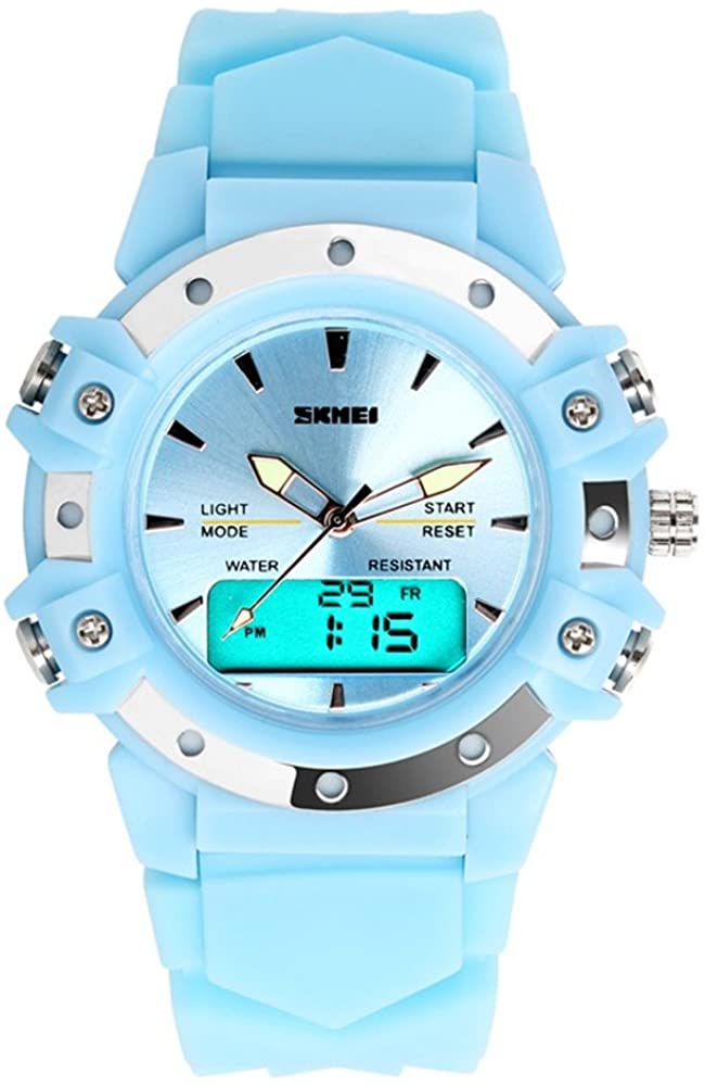 TONSHEN Fashion Sport Watch Multifunction Analogue Digital Display Dual Timezone LED Outdoor Electronic Alarm Backlight Stopwatch Watches for Men Women Kids Boy Children