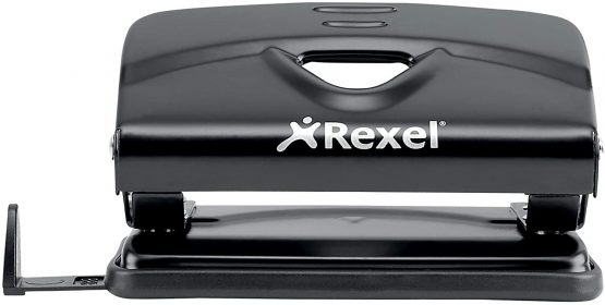 Rexel Value 210 2 Hole Punch, 10 Sheet Capacity, Adjustable Guide Bar, Metal, Black, 2100759 - Image 2