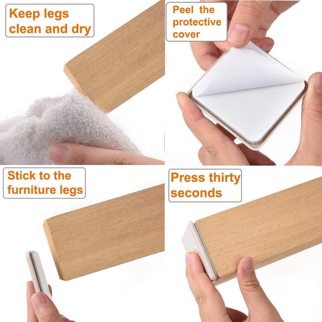 Ezprotekt Furniture Sliders and Gliders 2.5 Inch for Carpet Moving Furniture 64 mm Square Self-Adhesive Furniture Gliders Furniture Mover Pads,16 PCS - Image 4