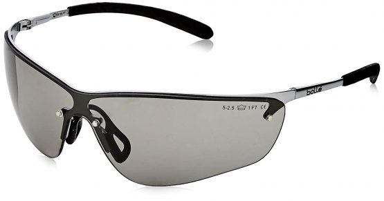 Bolle SILPSF Glasses Metal Frame with Tipgrip PC Anti-Scratch and Fog Lens, Smoke