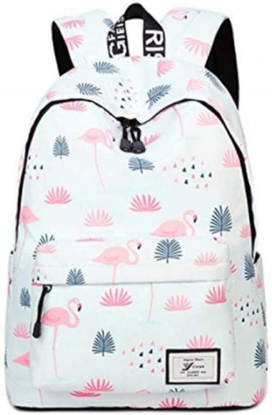YANAIER Waterproof School Backpack for Girls Teens Cute Print Bookbag Laptop Backpack Women Travel Casual Daypack Flamingos