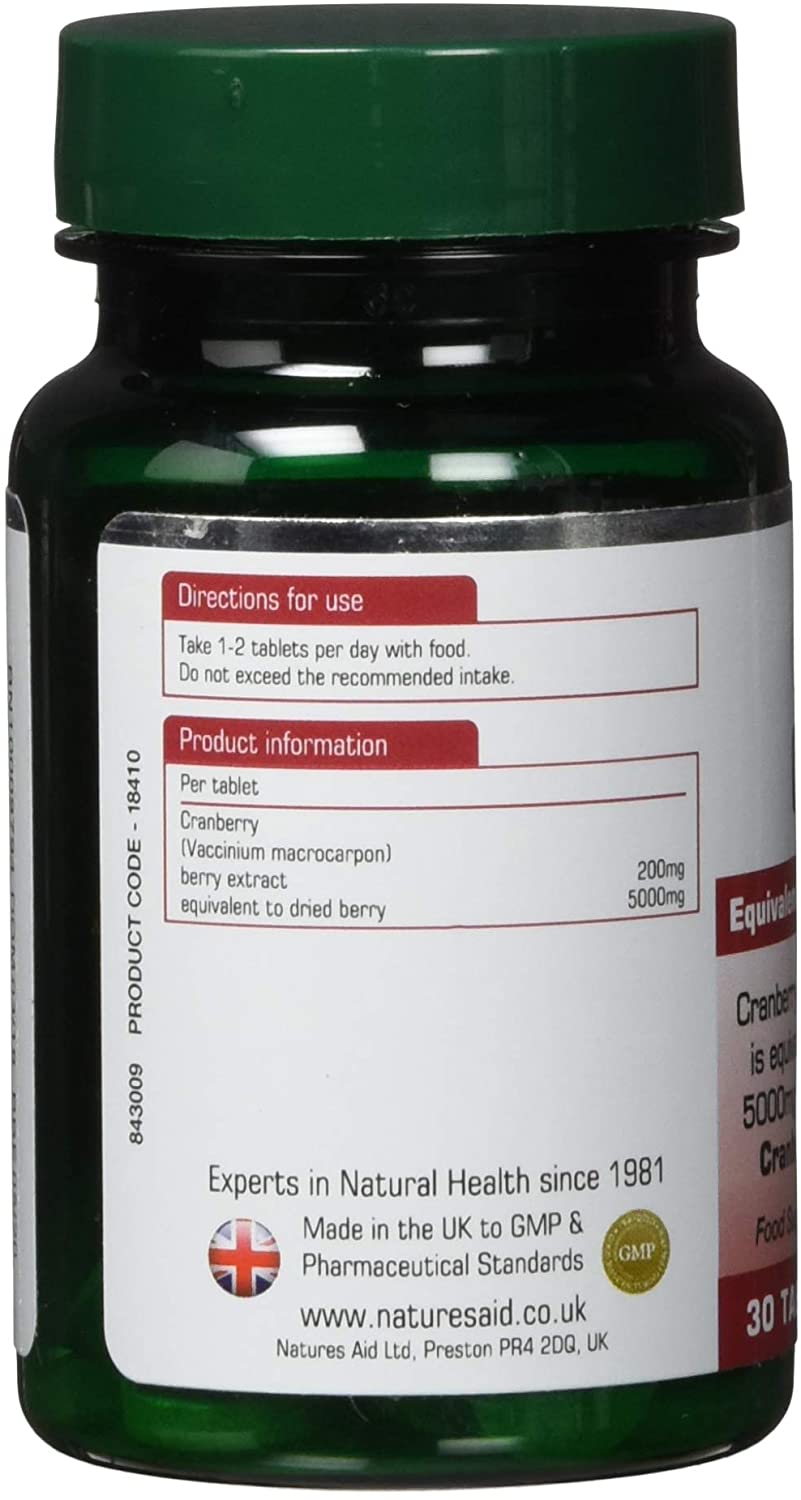 Natures Aid Cranberry Tablets 200mg, High Strength Supplement for Urinary Tract Support Bladder Health - Image 3
