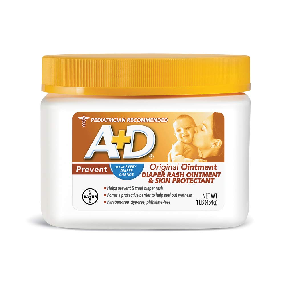 A+D Original Diaper Rash Ointment, Skin Protectant With Lanolin and Petrolatum, Seals Out Wetness