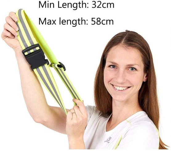 CASKIE Reflective Belt Elastic Armband Wristband Stretchy Material for Safety Running Jogging Walking Biking Cycling Hi Vis Belt Safety Gear - High Visibility Elasticated Armbands - Image 4
