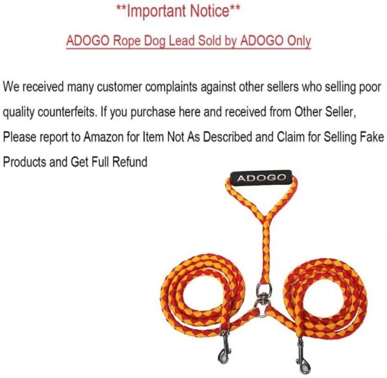 ADOGO® Dog Lead Splitter,No-Tangle Double Dog Leash for Walking and Traning 2 Dogs (Red & Yellow) - Image 2