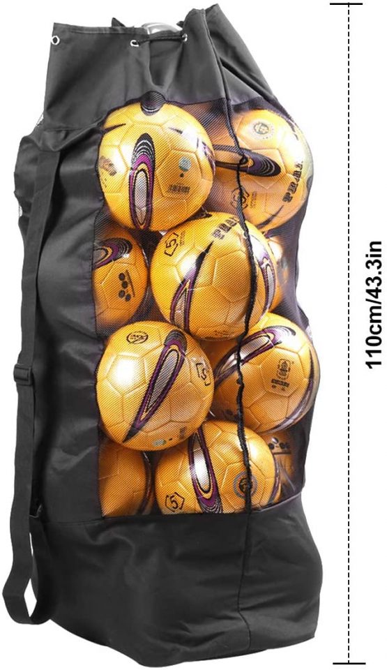 NATUCE Extra Large Waterproof Mesh Ball Bag Heavy Duty Football Shoulder Bag Drastring Bag for Basketball Volleyball Soccer Rugby Net Ball Carrying Storage Sack Holds 15 Balls - Image 2