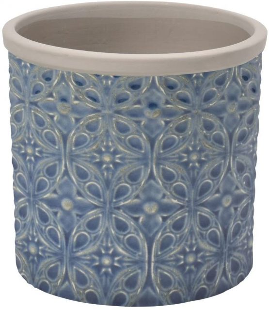 Burgon & Ball Porto Indoor Glazed Ceramic Plant Pot Large in Soft Grey