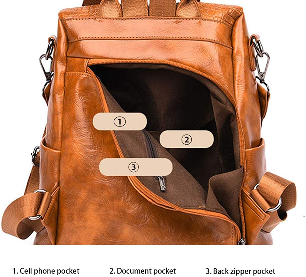AINUOEY Womens Fashion Rucksack Backpacks Anti-Theft Totes Top-Handle Handbags Ladies PU Leather 76654 1pcs Set Black - Image 4