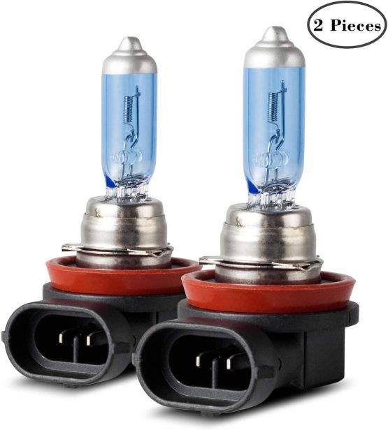 DZG - H8 Halogen Bulbs - 12V 35W Super White Headlight Lamps 5500K Fog Light DRL Angel Eye Bulb, 2 Pieces