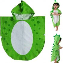 nuosen Hooded Baby Towels, Cotton Dinosaur Pattern Cute Bath Towel Kids Robe Beach Swimming Hooded Poncho for Babies Boys Girls(Green)