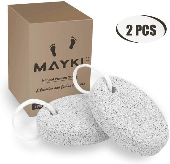 Pumice Stone 2Pcs, Natural Lava Pumice Stone for Feet/Hands/Body, White Calluse Remover/Foot Scrubber Stone for Dead/Hard Skin, Foot File for Men/Women by MAYKI