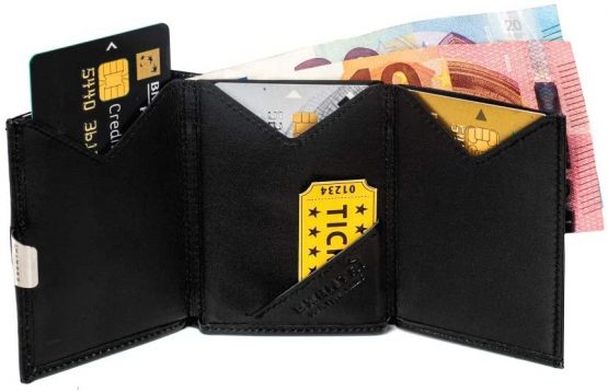 EXENTRI Leather Trifold Wallet - RFID Blocking w/Stainless Steel Locking Clip - Image 4