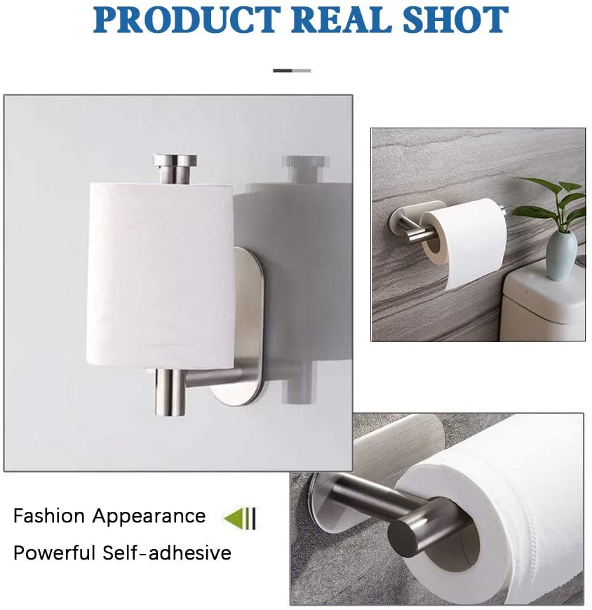 Toilet Roll Holder Self Adhesive -Toilet Paper Holder Stainless Steel, No drilling required - Image 3