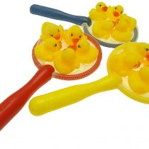 Henbrandt 5 Mini Rubber Ducks with Fishing Net Bath Toy Paddling Pool Game Summer Water Fun Toys for Kids