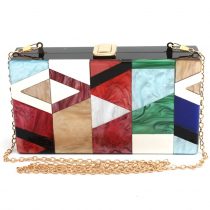 LETODE Geometric design of elegant female colored acrylic clutch gold chain bag Glitter Purse Perspex Bag Handbags for Women