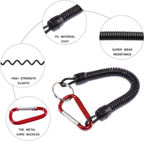 SourceTon Fishing Lanyards, 8 Packs Multicolor Fishing Ropes Boating Secure Retractable Coiled Tether with Carabiner, Fishing Tool - Image 3