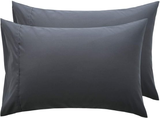BEDSURE Pillow Cases 2 Pack Dark Grey - Brushed Microfiber Pillowcase with Envelope Closure, 50 x 75 cm