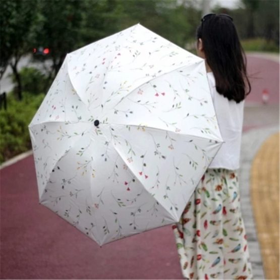 Sun Umbrella Ladies Parasol Summer UV Protection Umbrellas for Women Parasol Lightweight Pink Windproof Begonia Triple Folding 8 Bones Parasols (Beige) - Image 4