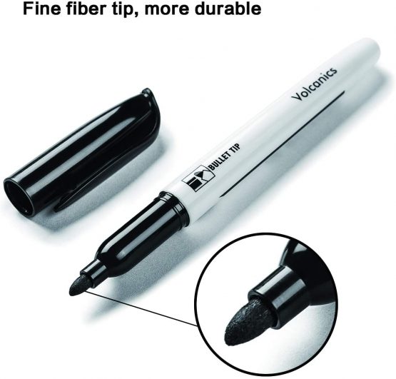 Black Dry Erase Markers Whiteboard Pens Low Odor Fine Whiteboard Markers Dry Wipe Pens Thin Box of 12 - Image 2