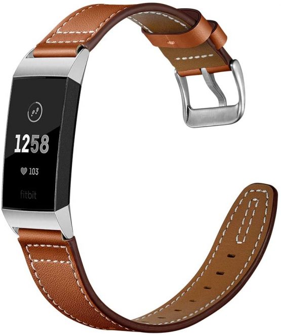 AISPORTS Compatible for Fitbit Charge 3 Straps Leather Women Men Small Large Sport Smart Watch Wrist Strap with Metal Buckle Bracelet Wristband for Fitbit Charge 3 Activity Tracker Accessories - Image 3