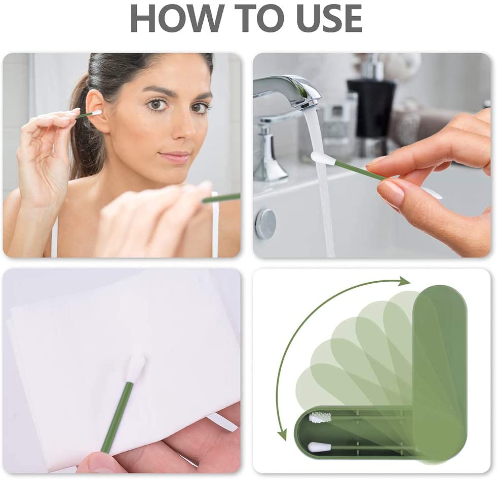 Reusable Cotton Swab, Portable Silicone Swab Last Swab QTip, Washable