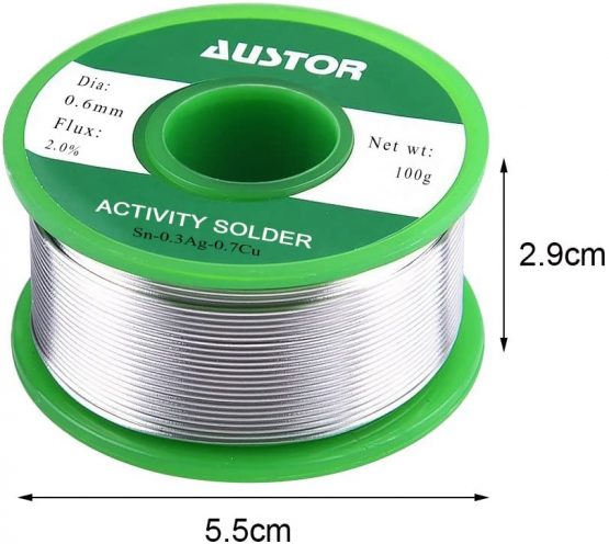 Austor 0.6mm Lead Free Solder Wire with Rosin Core, Sn 99% Ag 0.3% Cu 0.7%, 100g - Image 4