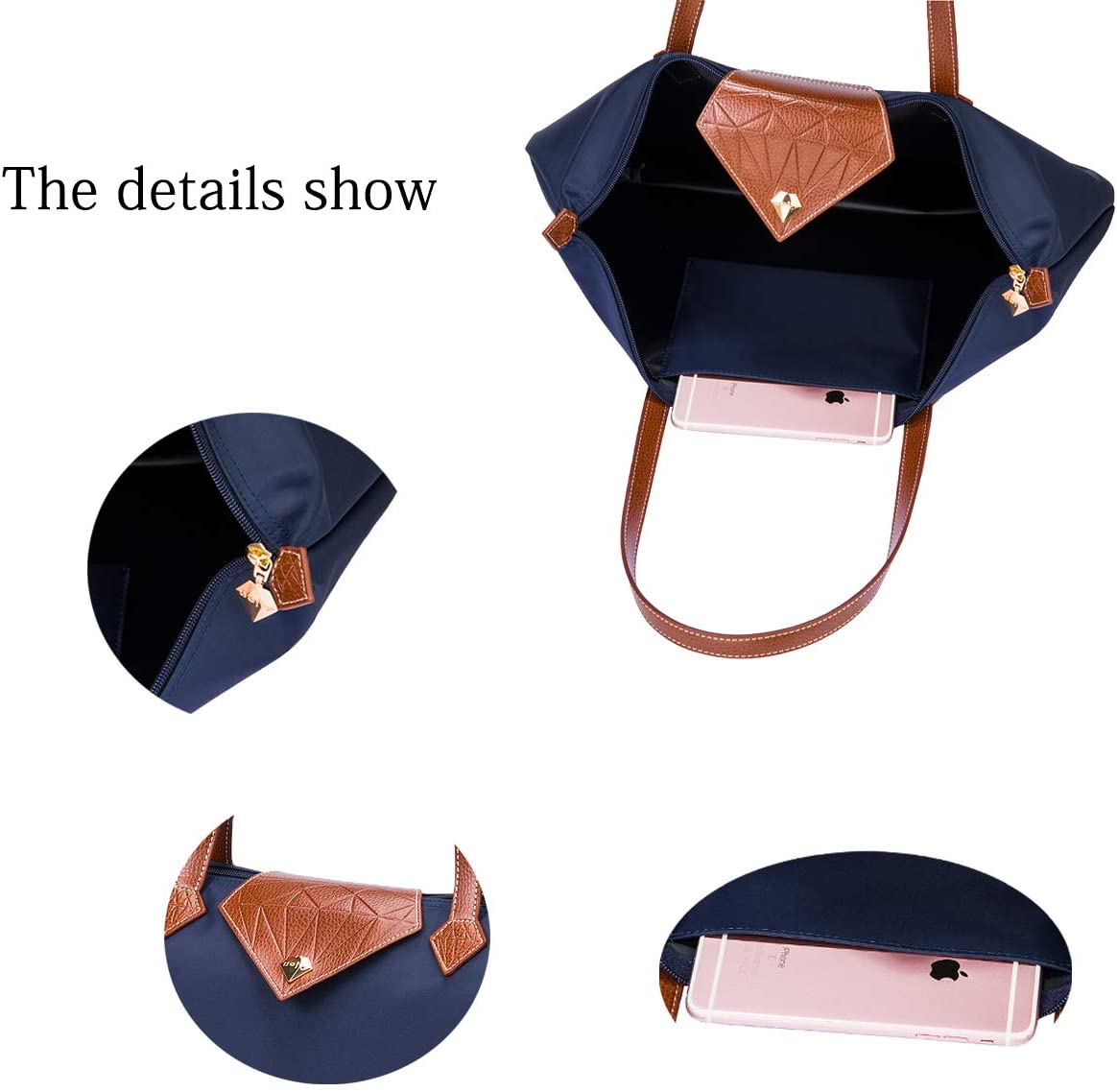 BOJLY Tote Bags for Women Stylish Waterproof Nylon Ladies Shoulder Bag Top Handle Handbag Folding Beach Travel Bag for Work,Shopping - Image 3