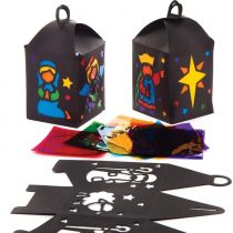 Baker Ross AT140 Nativity Stained Glass Lantern Kits (Pack of 4), Assorted