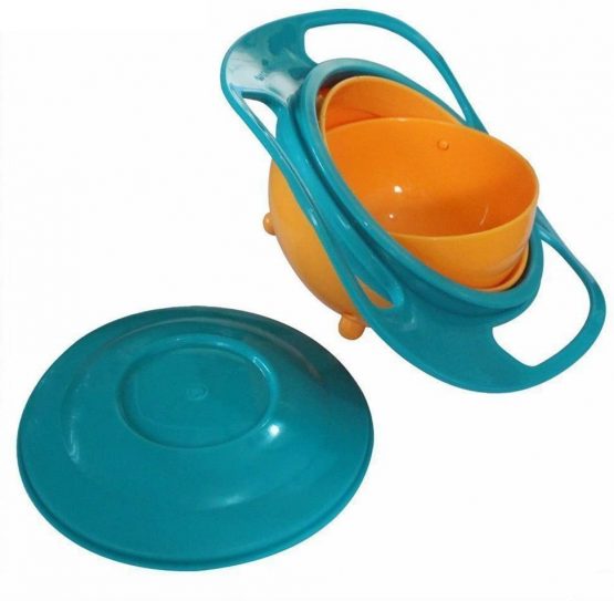 Berry President(TM Set Of 3: Magic Bowl 360 Degree Rotation Spill Resistant Gyro Bowl with Lid For Toddler Baby Kids Children, Orange+Blue+Green - Image 3