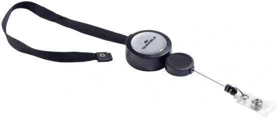 Durable Badge Reel PLUS with Black Lanyard | Pack of 10 | Ideal for Securely Holding Name Badges, Security Passes, Key Fobs, etc.