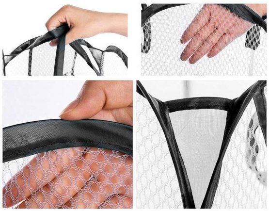 JJOnlineStore Foldable Pop Up Mesh Washing Laundry Basket Bag, Fabric, Black, 29x29x47.5cm - Image 2
