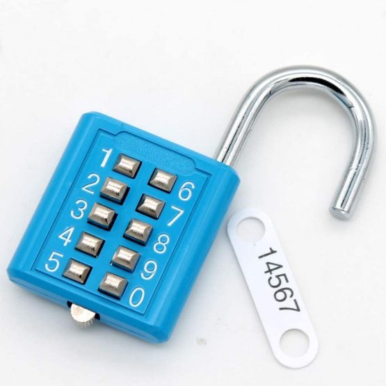 Minion Stainless Steel Padlock 10-Digit Button Combination Password Lock， Without Key for Gym Sports Field Locker Room Storage Room Anti-Theft (Blue) - Image 4