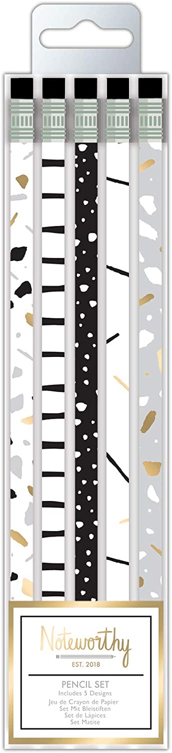 docrafts NOT 856104 Noteworthy Metallic Mono Pencil Set (Pack of 5), Black