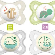 MAM Day & Night silicone pacifier 0-6 boy, set of 4 2 sterilized razor boxes.