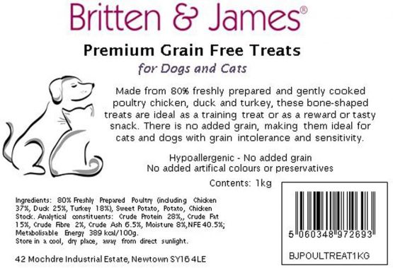 Britten & James Premium Grain Free Dog Treats & Cat Treats - Poultry 1kg - in a Stay Fresh 2L Tub. Hypoallergenic - Image 3