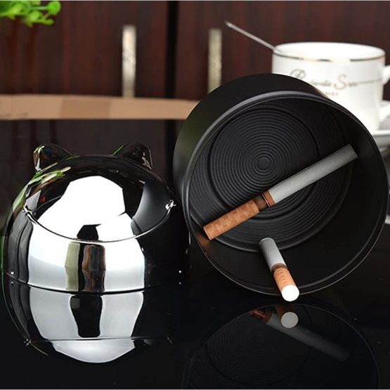 Coralpearl Smokeless Metal Steel Ashtrays for Cigarettes Cigars with Covered Stainless Push Down Flip Top Lid Portable Windproof Ash Tray Bucket for Home Tabletop,Patio,Sand,Car,Auto,Outdoor,Indoor - Image 4
