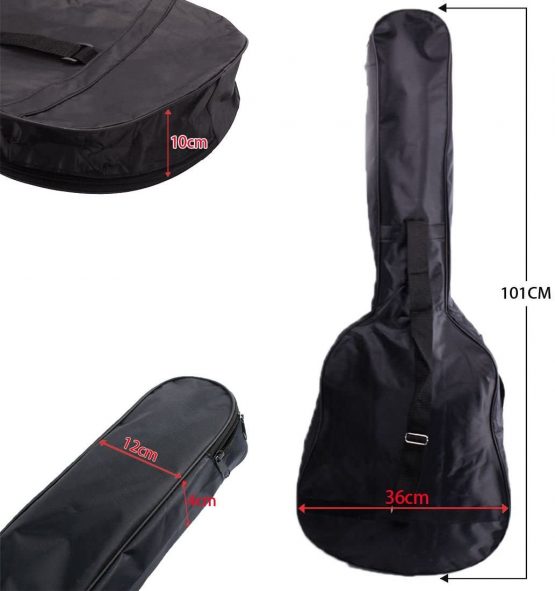 JJOnlineStore - 38" Guitar Waterproof Bag, 3/4 Guitar Carry Case, Adjustable Strap Guitar Bag Dustproof Backpack Portable Travel, Black - Image 2