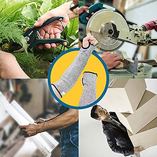 STGOOD Cut Resistant Sleeves with Thumb Hole, Level 5 Protection, Slash Resistant Safety Protective Arm Sleeves Grey - Image 4