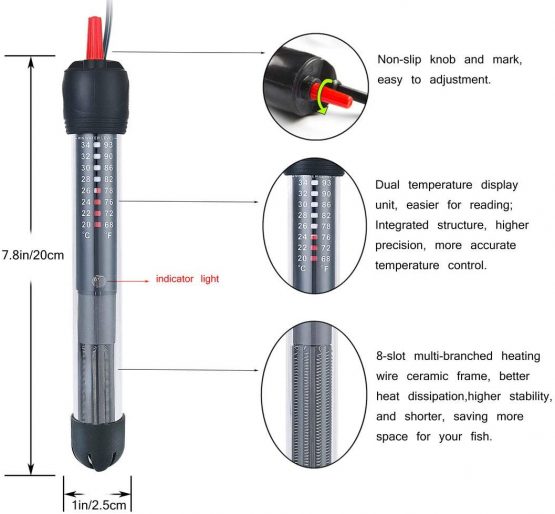 HITOP HP-608 Submersible Aquarium Heater 25W 50W With Thermometer and Extra Sucker Cup (50W) - Image 3